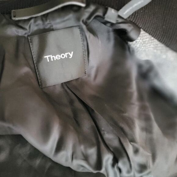 Theory Mens Sz. L Gray Coat Clarence RF Twist Wool Zip Snap Closure See Desc. - Picture 5 of 14